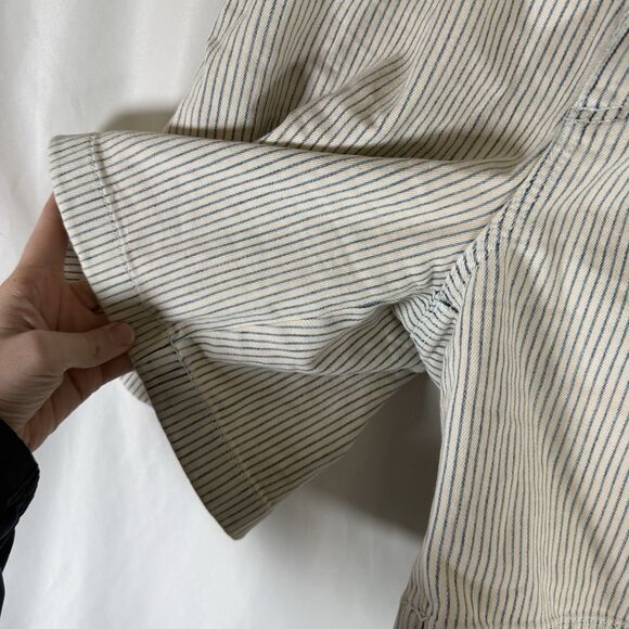 Aerie Chino Shorts Women's Small White Striped 7" Inseam Button Zip Cotton Blend - Picture 4 of 9